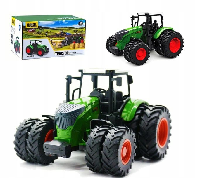 Traktor Ciągnik Pojazd Rolniczy Zielony Na Podwójnych Kołach Zabawka