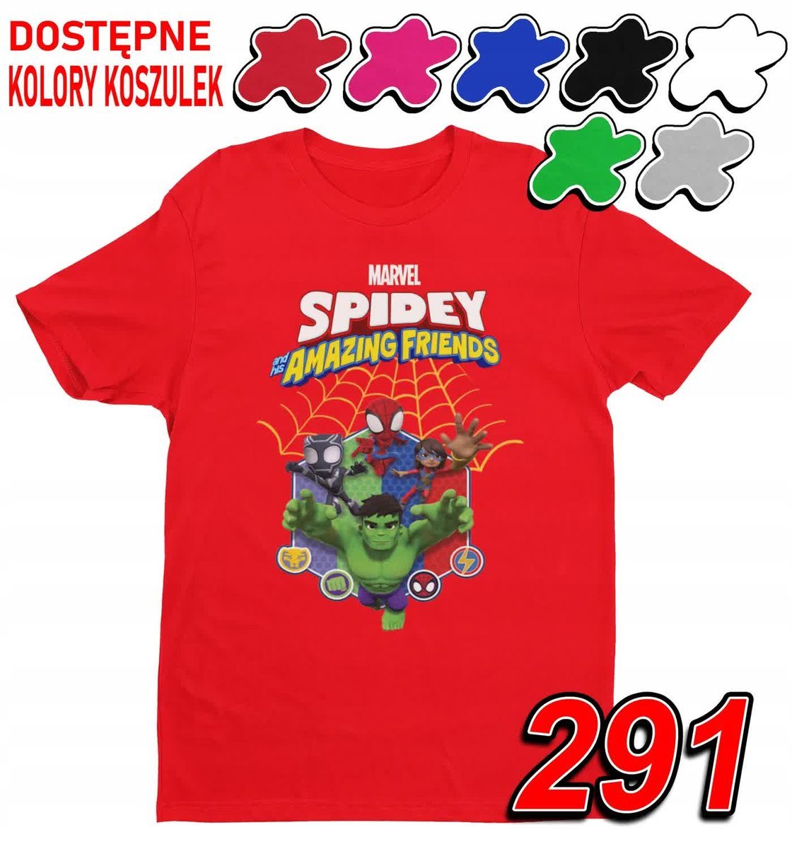 Dziecięca Koszulka T-Shirt Z Nadrukiem Spidey Friends Marvel- L 146-152