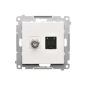 Gniazdka elektryczne - Gniazdo antenowe typu „F” i RJ45 Kontakt-Simon 55 TASFRJ45.01/111 kat.6 moduł biały mat - miniaturka - grafika 1
