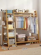 Wieszaki i stojaki - Bambusowy wieszak na ubrania z 5 półkami – długość 130 cm - miniaturka - grafika 1