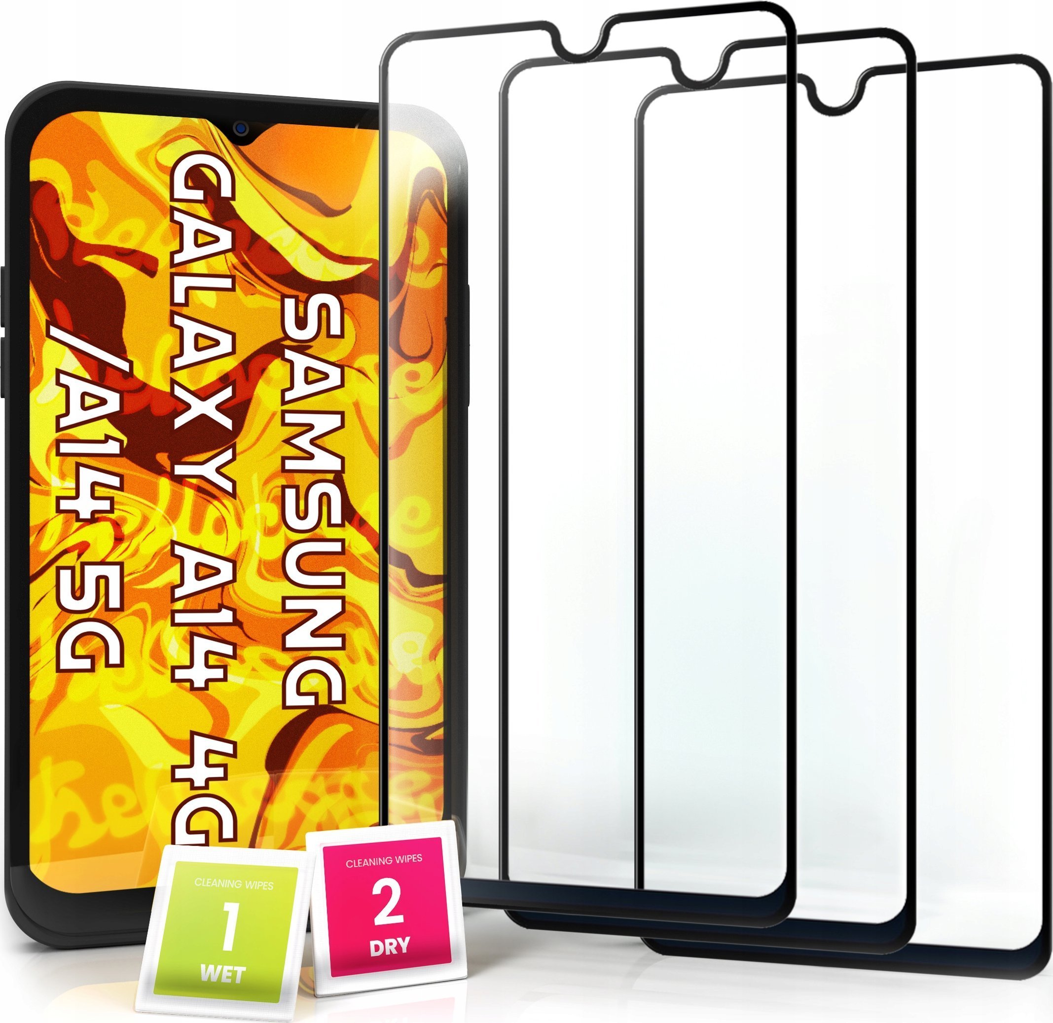 Hello Case 3-pak SZKŁO HARTOWANE DO Samsung Galaxy A14 / A14 5G na cały ekran, 9H 5D