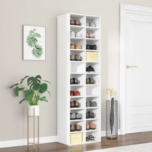 vidaXL Szafka na buty biała 54x34x183 cm materiał drewnopochodny - stojak na buty - półki na buty - stojak na buty - stojak na buty - Szafki na buty - miniaturka - grafika 1