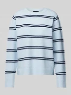 Swetry damskie - Sweter z dzianiny o kroju regular fit z wełny ze wzorem w paski model ‘OLIVIA’ - miniaturka - grafika 1