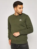 Bluzy męskie - Alpha Industries Bluza Basic 188307 Zielony Regular Fit - miniaturka - grafika 1