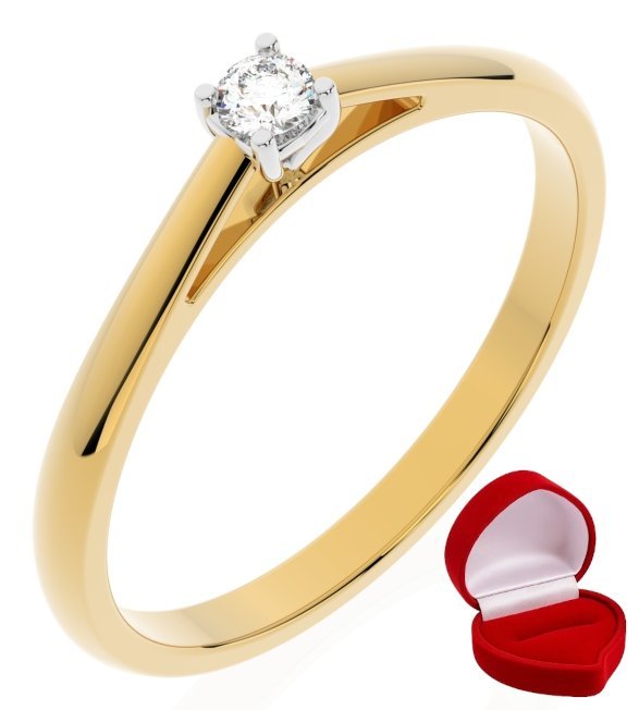 ZŁOTY PIERŚCIONEK ZARĘCZYNOWY 585 14k DIAMENT LAB BRYLANT 0,06 ct R11