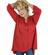 Bluzki damskie - Elegancka koszula Tunika oversize Brokatowa z dłuższym tyłem NEVADA-46/48 - miniaturka - grafika 1