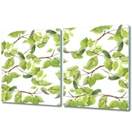 Deski do krojenia - Nowoczesna Deska Kuchenna - 2x 40x52 cm - Liście brzozy zielonej - miniaturka - grafika 1