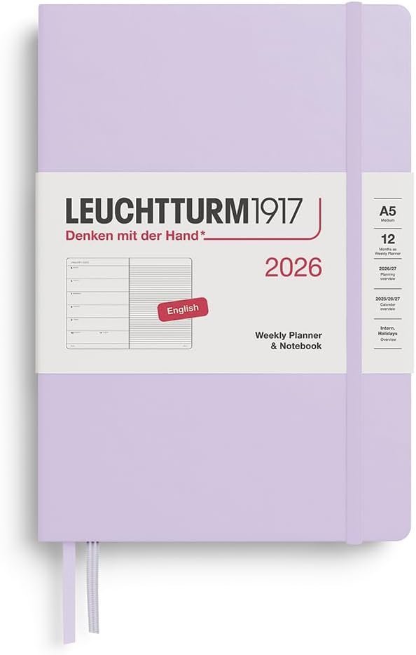 KALENDARZ TYGODNIOWY Z NOTATNIKIEM LEUCHTTURM1917 MEDIUM (A5) 2026 LILAC