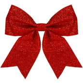 Ozdoby bożonarodzeniowe - Kokardka na choinkę 20 cm brokatowa ozdoba świąteczna zawieszka czerwona - miniaturka - grafika 1