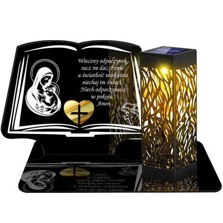 ZNICZ SOLARNY LED WIECZNY PODSTAWKA NA CMENTARZ GRÓB lampka Księga 3D