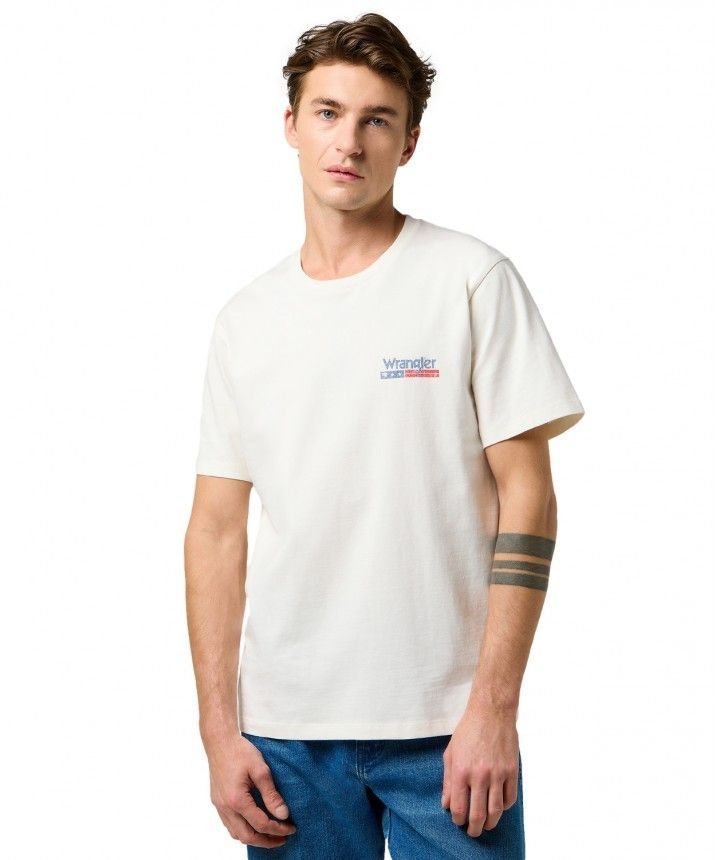 t-shirt uomo wrangler 112371409 small americana worn white