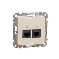 Gniazdka elektryczne - Schneider Gniazdo internetowe 2xRJ45 kat.6 UTP SEDNA Design & Elements beżowy - miniaturka - grafika 1