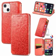 Etui i futerały do telefonów - Etui König Design kompatybilne ze skórzanym etui na telefon komórkowy Apple iPhone 13 mini - Etui na telefon komórkowy czerwone - miniaturka - grafika 1