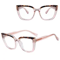 Okulary korekcyjne, oprawki, szkła - Damskie okulary kocie oczy zerówki do komputera BLUE LIGHT 25146B - miniaturka - grafika 1