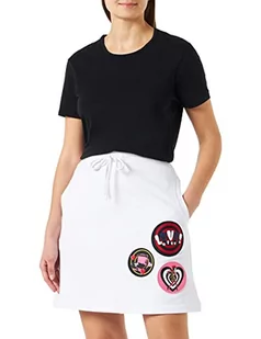 Love Moschino Damska spódnica z 3 naszywkami marki A-line Skirt, Optical White, rozmiar 38, optical white, 38 - Spódnice - miniaturka - grafika 1