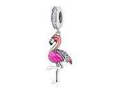 Charmsy - Pandora Valerio.pl Rodowany srebrny wiszący charms do flaming ptak bird cyrkonie srebro 925 CHARM262 CHARM262 - miniaturka - grafika 1