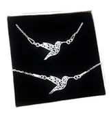 Zestawy biżuterii dla kobiet - KOMPLET biżuterii srebrnej koliber ptaszek SREBRO - miniaturka - grafika 1