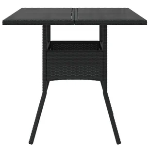 Stół ogrodowy ze szklanym blatem, czarny, 80x80x75cm, rattan PE Lumarko! - Stoły ogrodowe - miniaturka - grafika 3