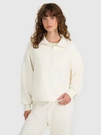 Bluzy damskie - 4F Bluza dresowa nierozpinana bez kaptura damska - beżowa XL - miniaturka - grafika 1