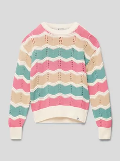 Swetry dla dziewczynek - Sweter z dzianiny w paski - grafika 1