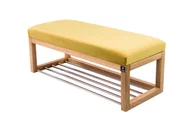 Ławki do przedpokoju - Ławka na buty LPG-4 75cm EMRAWOOD drewno lite kolor naturalny siedzisko gładkie kolor żółty - miniaturka - grafika 1