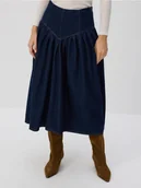 Spódnice - Reserved - Jeansowa spódnica midi - granatowy - miniaturka - grafika 1