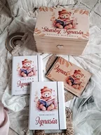 Pamiątka Chrztu Świętego - ZESTAW MIŚ Z KSIĄŻKĄ personalizowany, prezent na Chrzest, roczek, narodziny - miniaturka - grafika 1
