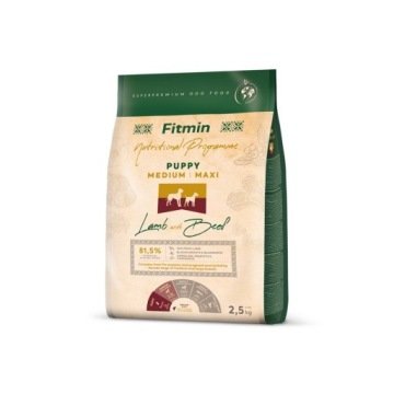 FITMIN Dog Nutritional Programme Medium Maxi Puppy Lamb&Beef 2,5 kg dla szczeniąt ras średnich i dużych -