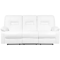 Sofy i kanapy - Beliani Sofa z funkcją relaksu 3-osobowa ekoskóra biała BERGEN 64910 - miniaturka - grafika 1