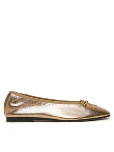 Tommy Hilfiger Baleriny Ballerina Soft Leather Metallic FW0FW08452 Złoty - Baleriny - miniaturka - grafika 1
