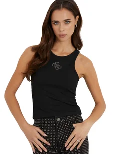 GUESS CZARNY DAMSKI TOP KOSZULKA BLUZKA NA RAMIĄCZKACH S - Bluzki damskie - miniaturka - grafika 1