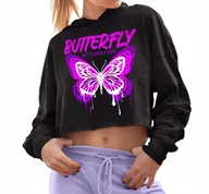Zestawy upominkowe - CZARNA BLUZA Damska Cropped Z Kapturem SET YOURSELF FREE Motywacyjne Wz - S - miniaturka - grafika 1