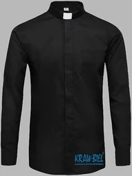 Koszula kapłańska z koloratką, długi rękaw - czarna - Szaty liturgiczne - miniaturka - grafika 1