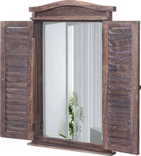 Lustro ścienne Lustro łazienkowe Lustro łazienkowe okno z okiennicami, 71x46x5cm ~ shabby brown - Lustra - miniaturka - grafika 1