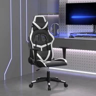 Fotele gamingowe - vidaXL Fotel gamingowy, czarno-biały, sztuczna skóra - miniaturka - grafika 1