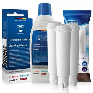 Zestaw Bosch, Filtr Aqualogis AL-TES46 3 szt, Tabletki Czyszczęce Siemens TZ80001,Odkamieniacz Bosch 311968 500ml - Akcesoria i części do ekspresów do kawy - miniaturka - grafika 1