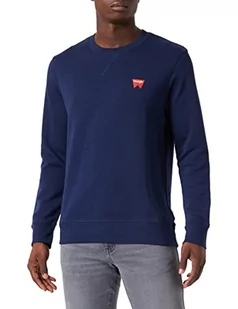 Wrangler Bluza męska Sign Off Crew , granatowa, X-Small - Bluzy męskie - miniaturka - grafika 1