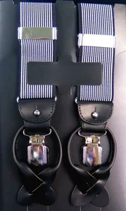 Granatowo - białe szelki w paski G18 - Paski - miniaturka - grafika 1