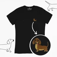 Koszulki męskie - Haftowany T-shirt - JAMNIK - czarny M - miniaturka - grafika 1