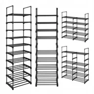 Szafki na buty - Szafka półka na buty Wysoka Wąska regał 10 poziomów 45 x 174 x 33 cm czarna - miniaturka - grafika 1