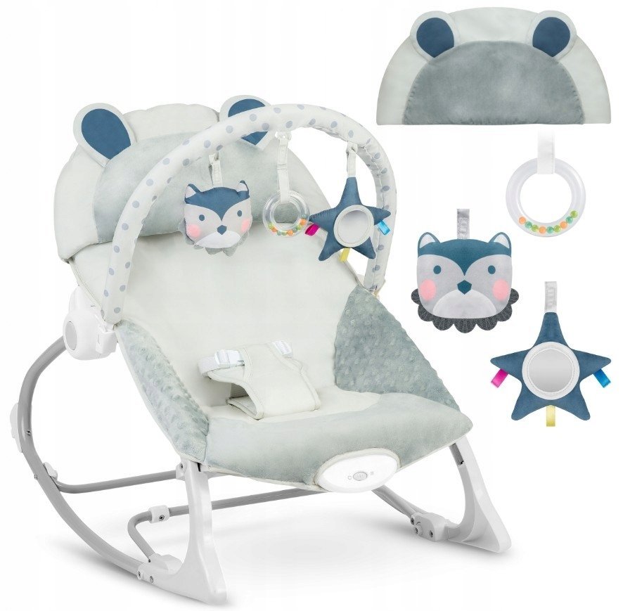 Leżaczek dla Niemowląt Bujaczek 2w1 Kołyska Wibracje Zabawki