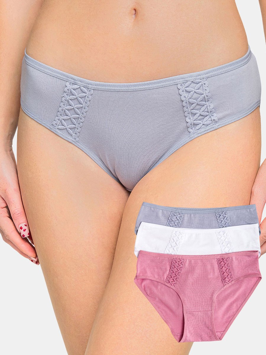 Majtki z haftem 3-pak XL wielokolorowy