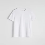 Koszulki męskie - Reserved - Gładki t-shirt z lyocellem - Biały - miniaturka - grafika 1