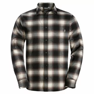 Koszule męskie - Męska koszula Jack Wolfskin WANDERWEG SHIRT M dark oak checks - M - grafika 1