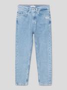 Spodnie i spodenki dla dziewczynek - Jeansy o kroju tapered fit z detalami z logo - miniaturka - grafika 1