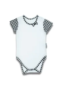 Dziecięce body bawełniane na krótki rękaw w pepitkę białe Nicol,r.80 - Body dla niemowląt - miniaturka - grafika 1