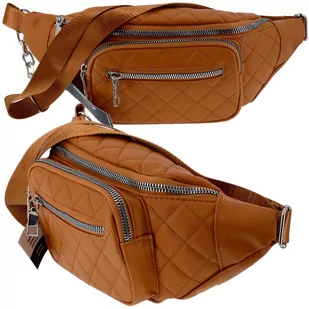DAMSKA SASZETKA NERKA TOREBKA CROSSBODY BAG NA RAMIĘ BRĄZOWA PIKOWANA - Nerki - miniaturka - grafika 1