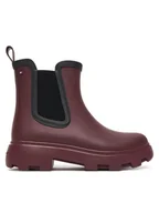 Kalosze damskie - Tommy Hilfiger Kalosze Flag Ankle Warm Lining FW0FW08974 Bordowy - miniaturka - grafika 1