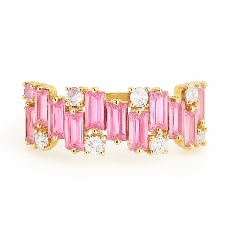 ECARLA pierścionek ze stali chirurgicznej platerowanej złotem PST853R6