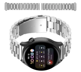 Bizon Pasek ze stali nierdzewnej Strap Watch Aura 18 mm do smartwatcha, srebrny - Akcesoria do smartwatchy - miniaturka - grafika 1